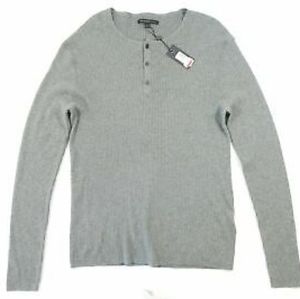 John Varvatos Star USA Long Sleeve Henley Sweater Cotton Knit Ribbed Size S